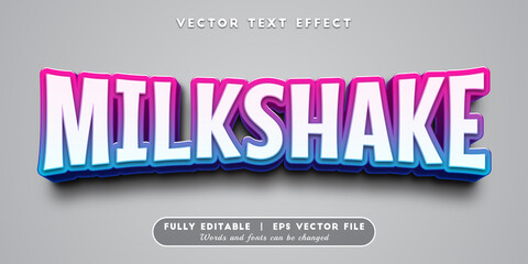 Wall Mural - Text effects 3d milkshake, editable text style