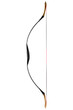 large wooden recurve classic bow, on white background, side view