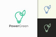 Light bulb and leaf logo in minimalist and modern for technology