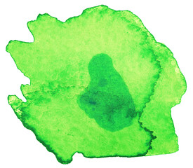 Sticker - watercolor stain green grunge abstract shape.