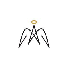 Wall Mural - letter A for angel in line style logo design