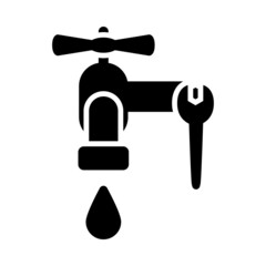 Wall Mural - Icon Of Wrench And Faucet