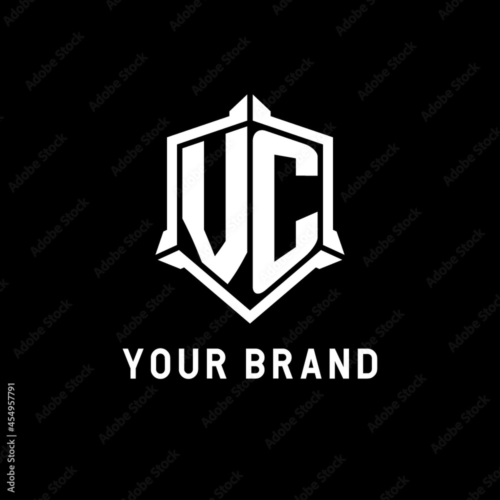 VC logo initial with shield shape design style Stock Vector | Adobe Stock