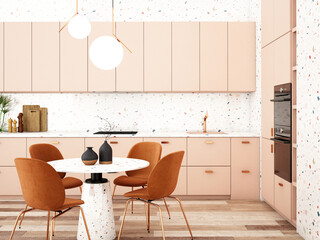 Wall Mural - kitchen interior design in modern style,3d rendering,3d illustration