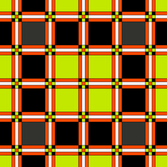 Poster - Plaid black and yellow squares. Vector repeated seamless sample.