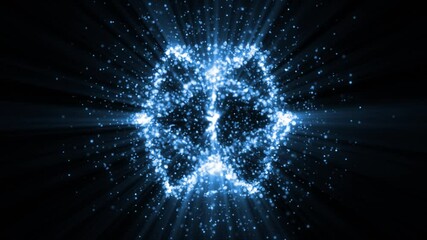 Wall Mural - 4k abstract celebration background animation shining blue particles and dust geometry figure glitter