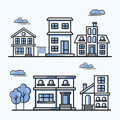 Poster - city houses symbol set