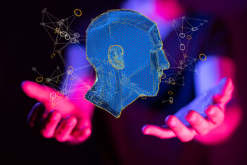 Poster - Human head with network plexus structure