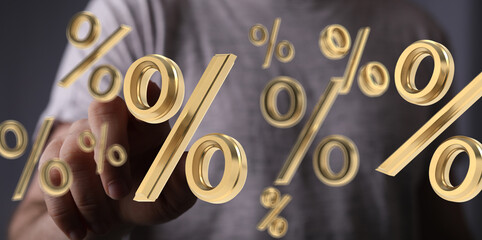 Poster - Interest rate financial and mortgage rates concept.