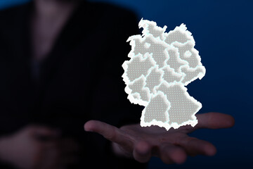 germany map digital in hand 3d