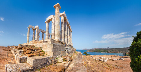 Wall Mural - The ancient Temple of Poseidon at Sounion, Attica, Greece