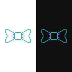 Canvas Print - Line Bow tie icon isolated on white and black background. Colorful outline concept. Vector