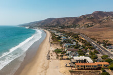 Luxury Beachfront Properties In Malibu, California, Drone View