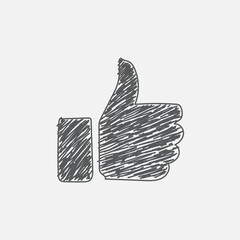 Poster - Thumbs up sketch icon for web and mobile. Hand drawn vector thumbs up icon. Vector illustration