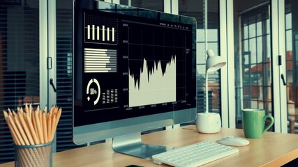 Poster - Business visual data analysis technology by creative computer software . Concept of digital data for marketing analysis and investment decision making .