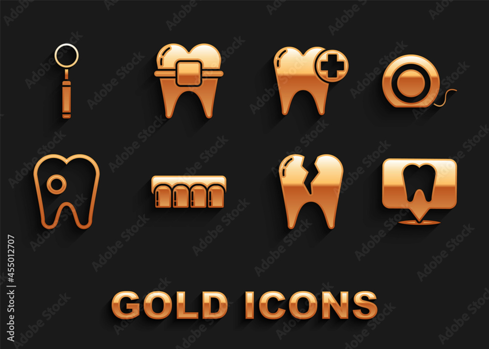 Set Dentures model, Dental floss, clinic location, Broken tooth, Tooth ...