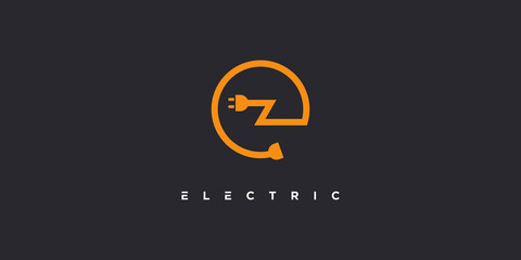 Wall Mural - Letter E logo with modern creative electric concept Premium Vector