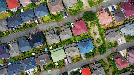Poster - カラフルな住宅地　空撮