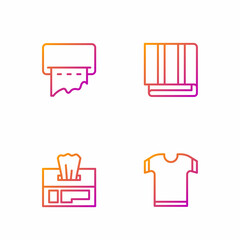 Wall Mural - Set line T-shirt, Wet wipe pack, Paper towel dispenser on wall and Towel stack. Gradient color icons. Vector