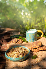 Wall Mural - Granola and cookies, healthy eating, wellbeing, healthy lifestyle, breakfast in the morning