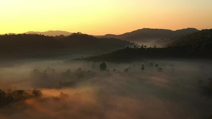 Wall Mural - footage of beautiful scenery of ban rak thai village is the famous tourist attraction in winter in m