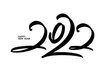 Wall Mural - vector handwritten calligraphic brush number lettering of 2022. happy new year.
