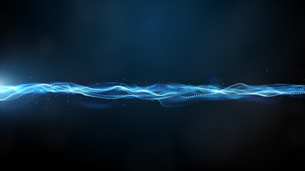 Wall Mural - Digital particle wave and light abstract background