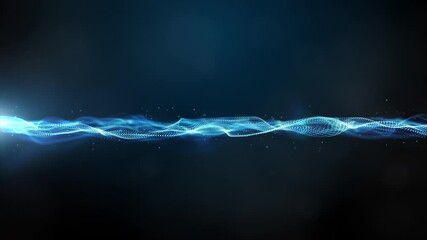 Poster - Digital particle wave and light abstract background, 3d rendering animation 4k