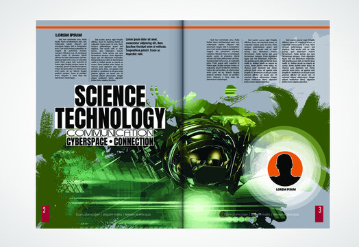 Brochure, ebook or presentation mockup with technology subject ready for use, vector illustration easy to editable