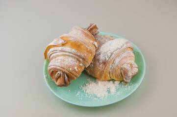 Poster - Croissant on plate in the restaurant