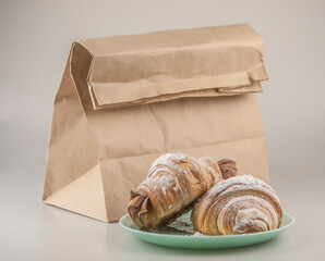 Canvas Print - Croissant on plate in the restaurant