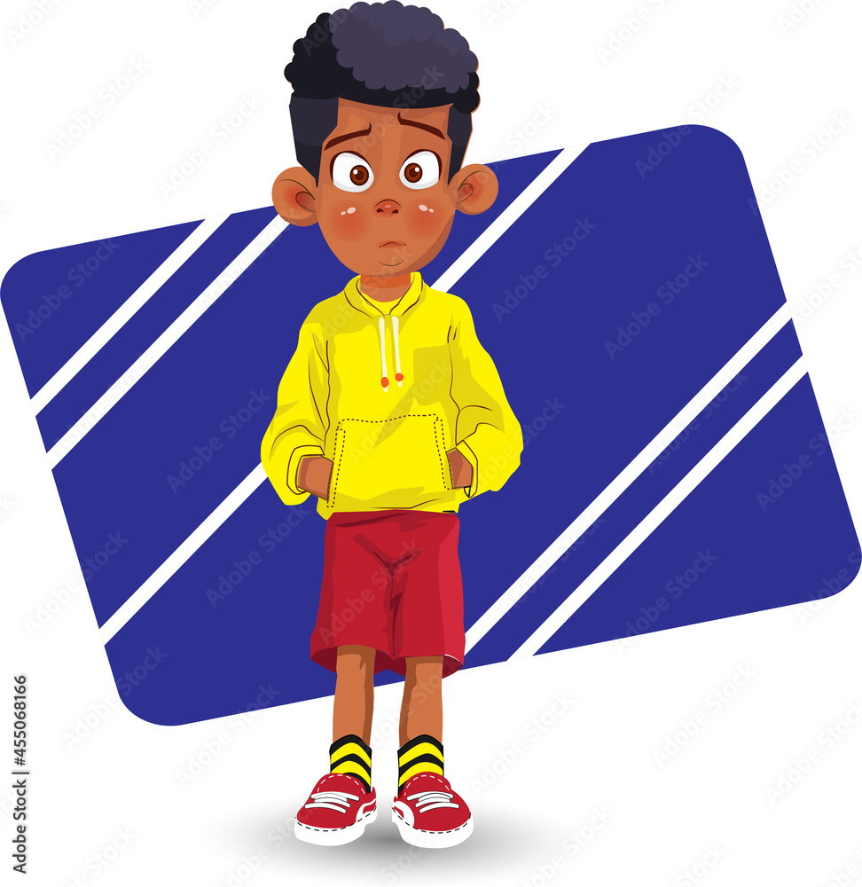 Cartoon African American boy Afro kid Stock Vector | Adobe Stock