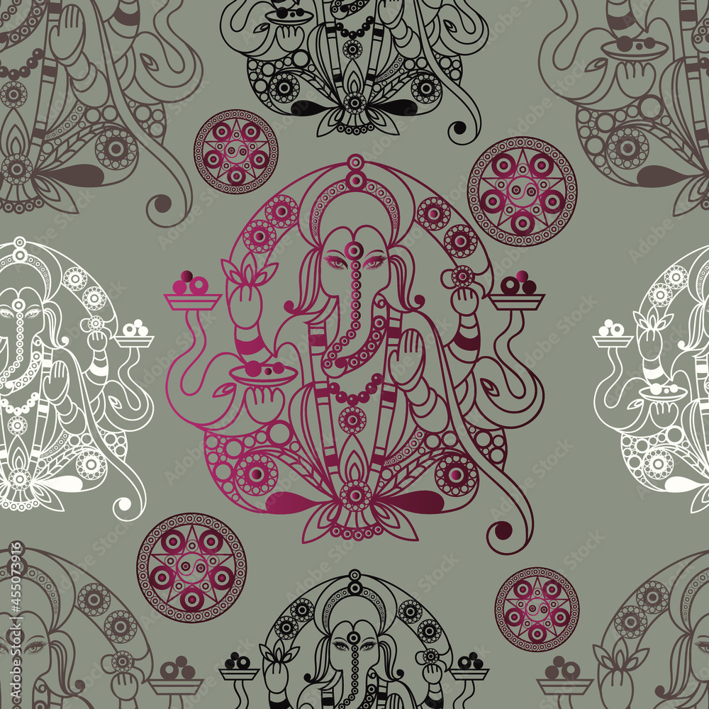Seamless (texture) background with indian patterns. Vector illustration ...