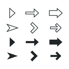 Poster - set of different next arrow icon. lined and filled arrow signs for web and mobile app design in eps1