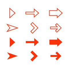 Poster - set of different next arrow icon. lined and filled arrow signs for web and mobile app design in eps1