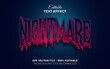 Nightmare text effect style. Editable text effect halloween theme.