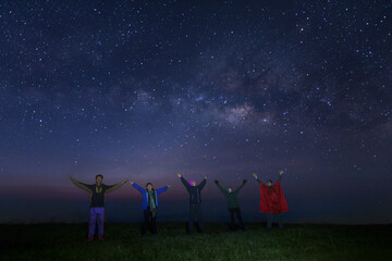 Wall Mural - milky way galaxy at night. image contains noise and grain due to high iso. image also contains soft 