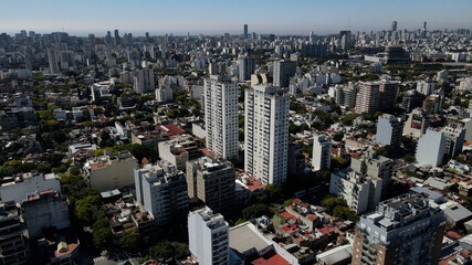 Aerial panoramic view of two towers in Buenos Aires City