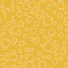 Bubbles Seamless Pattern. Oktoberfest Pattern. Yellow White Color Beer Texture. Fizzy Water Background, Abstract Soda Wallpaper.