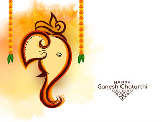 Sticker - Mythological Happy Ganesh Chaturthi hindu festival background