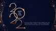 Happy new 2022 year Elegant gold text with light. Minimalistic text template