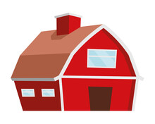 Farm Building Semi Flat Color Vector Object. Agricultural Barn. Full Sized Item On White. Grain Store. Livestock Shelter Isolated Modern Cartoon Style Illustration For Graphic Design And Animation