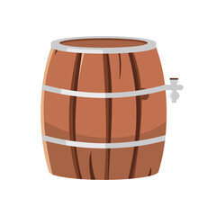 Poster - Oktoberfest beer barrel semi flat color vector object. Full sized item on white. Beverages storage. Traditional beer brewing isolated modern cartoon style illustration for graphic design and animation
