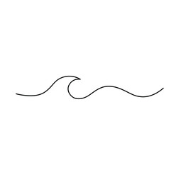 vector isolated one line simple wave drawing. single line wave minimal tattoo sketch.