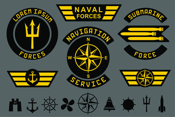 a set of fictional stripes on the marine theme