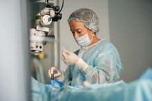 Surgeon In Medical Uniform Working In Operating Room