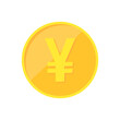 Yen coin. Japanese yen gold coin isolated on white background. Vector illustration