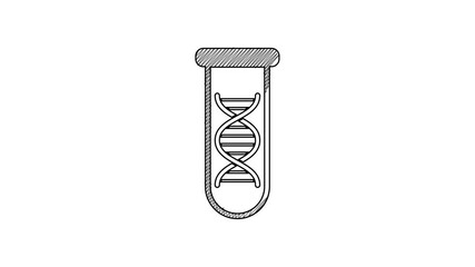 Poster - Black line DNA research, search icon isolated on white background. Genetic engineering, genetics testing, cloning, paternity testing. 4K Video motion graphic animation