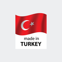 Wall Mural - made in Turkey vector stamp. bagge with Turkey flag	