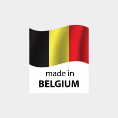 Wall Mural - made in Belgian vector stamp. badge with Belgian flag	